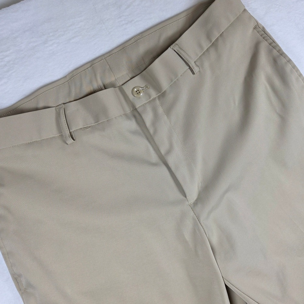 Slazenger Mens Golf Pants Tan Khaki Flat Front Stretch W34 L32 RN104141